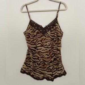 Apt. 9 Brown Animal Print Lace Cami Top Size XL